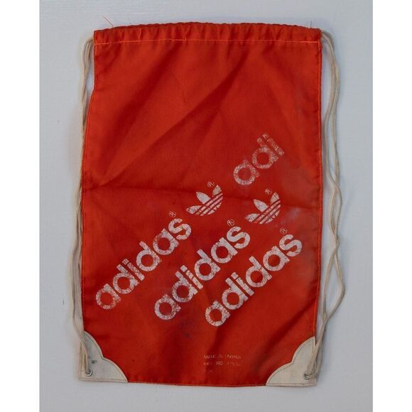 Unisex Vintage Adidas Sackpack Drawstring Orange White Back Pack Size 15x10.5 - Picture 1 of 7